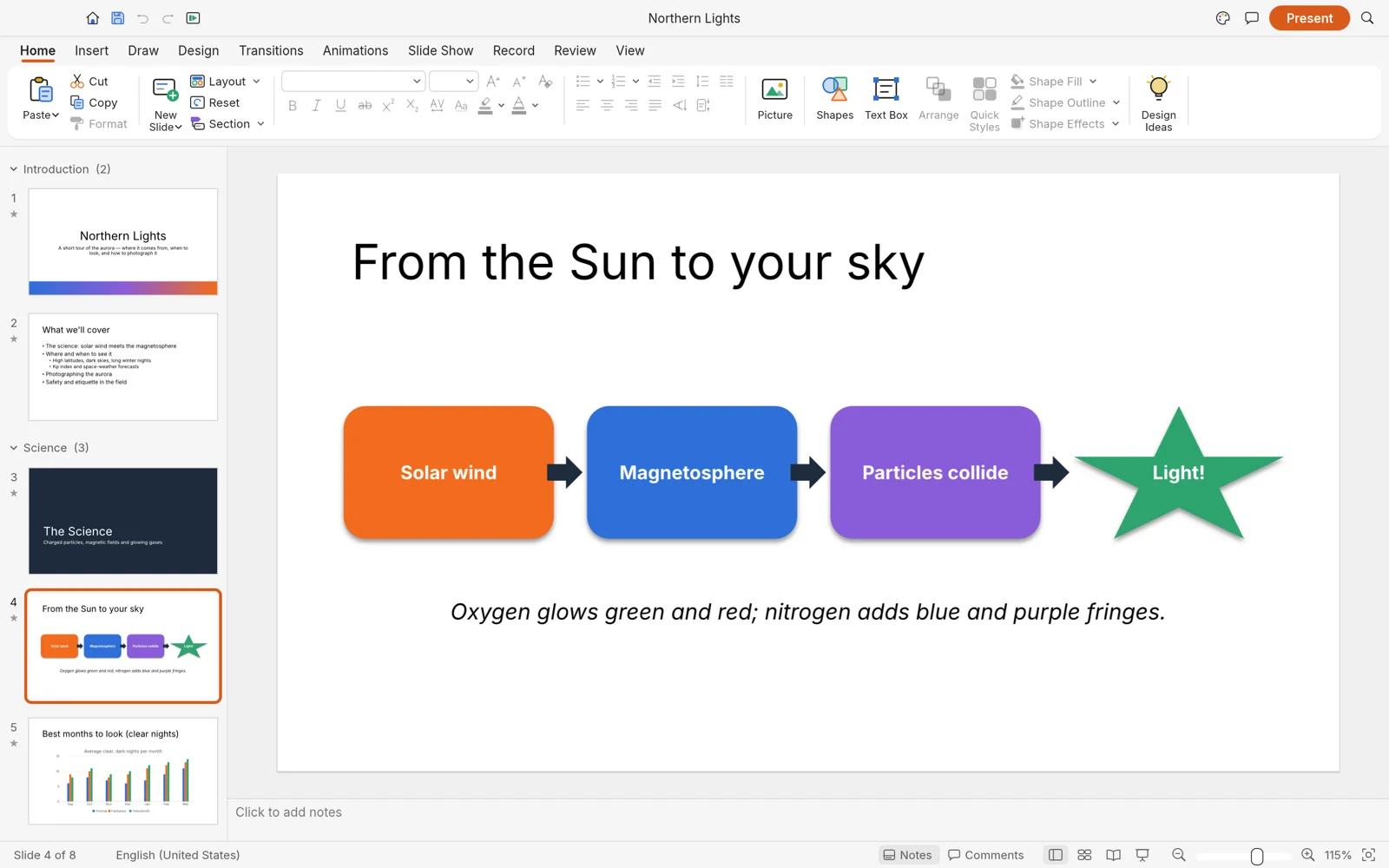 DeckCraft editing a slide with the ribbon and slide thumbnails